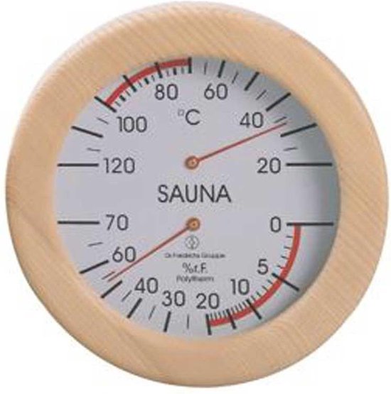 Thermo/Hygrometer hout rond 19 cm
