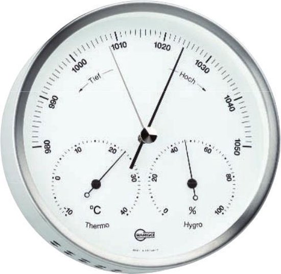 Barigo 332 Weerstation - barometer thermometer hygrometer - edelstaal - ø 13 cm