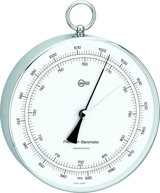 Barigo 1310 barometer - messing verchroomd - chroom - precisiewerk Ø 13 cm