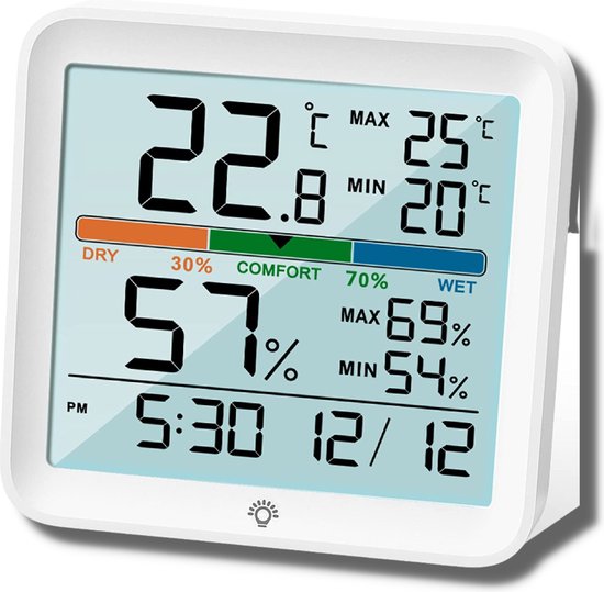 Bewaak uw binnenklimaat met NOKLEAD Digitale Thermo Hygrometer: Uw alles-in-één temperatuur- en vochtigheidsmeter met nachtlampje en comfortweergave