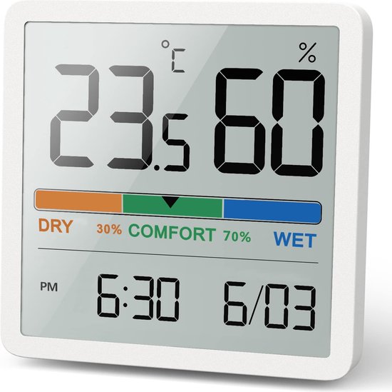 DiverseGoods Digitale Thermo-Hygrometer - Nauwkeurige Temperatuur- en Vochtigheidsmeter voor Binnenruimtes