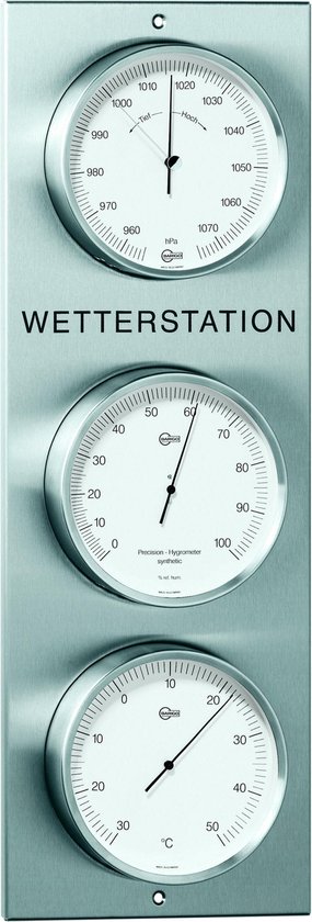 Barigo 306 buiten weerstation van edelstaal (baro-, thermo-, hygrometer)