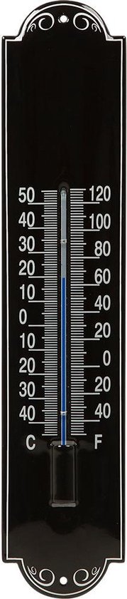 Thermometer emaille zwart 6,5x30cm
