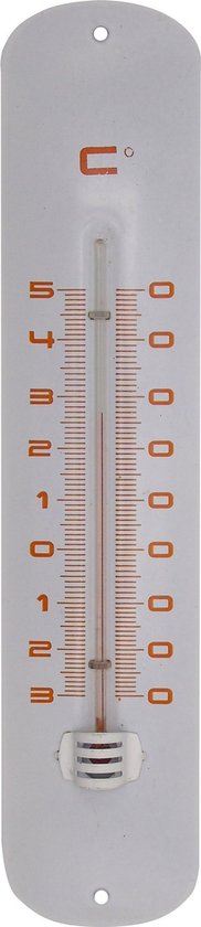 Muurthermometer metaal wit 30x6,5x1 cmNature