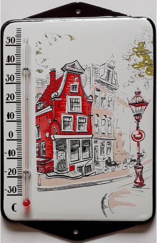 Amsterdam Emaille Thermometer 12 x 19 cm - Voor binnen en buiten
