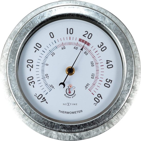 NeXtime - Buitenthermometer - 22CM - metaal - gegalvaniseerd Lily