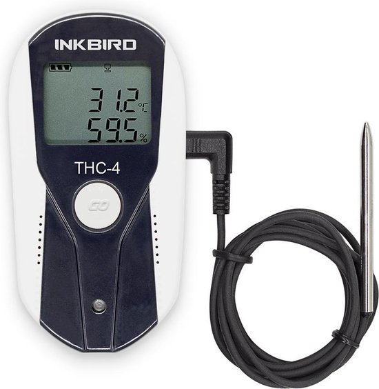 Inkbird USB-thermometer Hygrometer THC-4 LCD-scherm Temperatuur- en vochtigheidsdatalogger