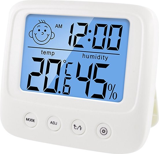 Digitale LCD Hygrometer en Thermometer voor Binnen - 3 in 1 LCD Vochtmeter en Temperatuurmeter