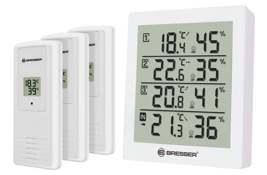 Bresser Weerstation - Temeo Hygro Quadro - Met 4 onafhankelijke meetgegevens - Wit