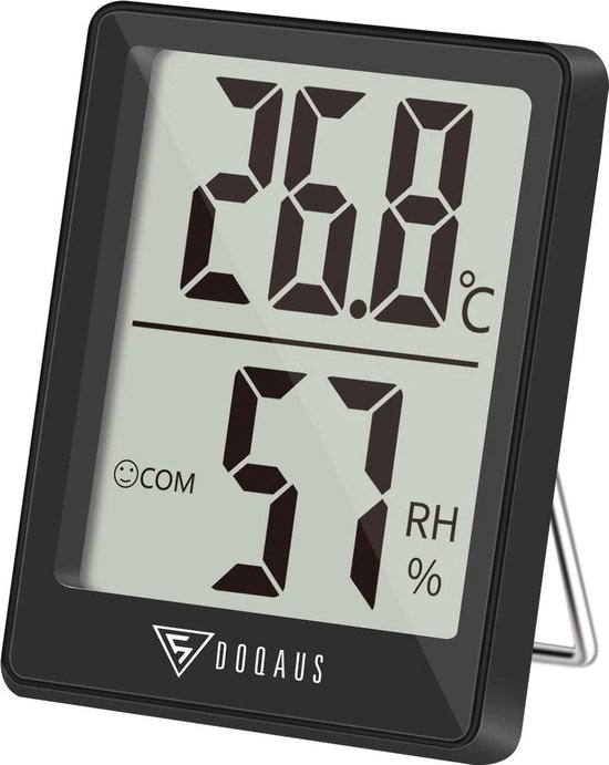 Selwo Thermometer voor binnen, digitale thermo-hygrometer voor binnen, luchtvochtigheidsmeter, hydrometer vocht met hoge nauwkeurigheid, voor binnenklimaatregeling, babykamer, woonkamer, kantoor (zwart)