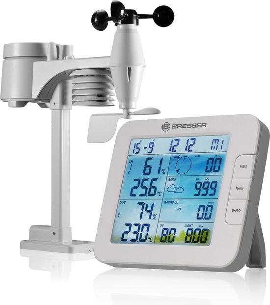 Bresser Weerstation - Tuya smart ClimateConnect - Wit - Incl. 7-in-1 Buitensensor