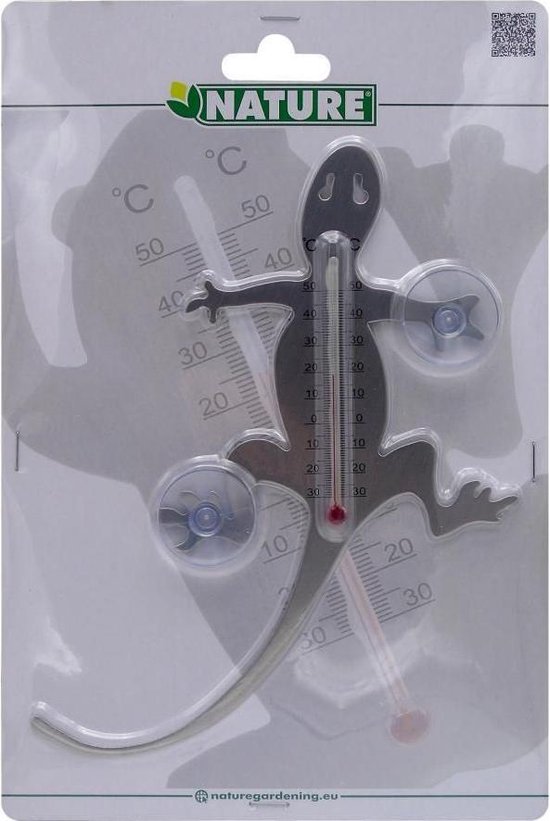 Raamthermometer metaal met zuignappen salamander 20x16x1 cm