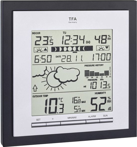TFA Dostmann Linea Plus 35.1144.01 Draadloos weerstation Voorspelling voor 12 tot 24 uur