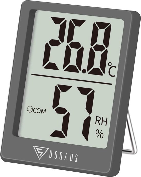Selwo™ Thermometer voor binnen, digitale mini thermo-hygrometer voor binnen, vochtmeter, hydrometer vocht met hoge nauwkeurigheid, voor binnenklimaatregeling, babykamer, woonkamer, kantoor (grijs)