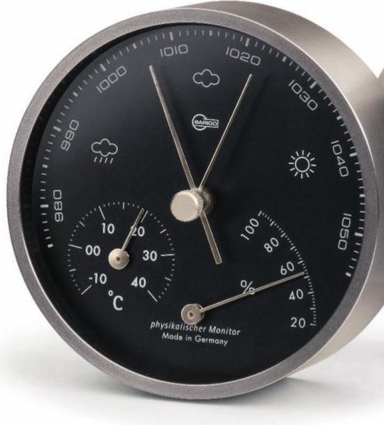 Barigo 101.5 Weerstation- barometer thermometer hygrometer - messing vernikkeld - ø 10 cm