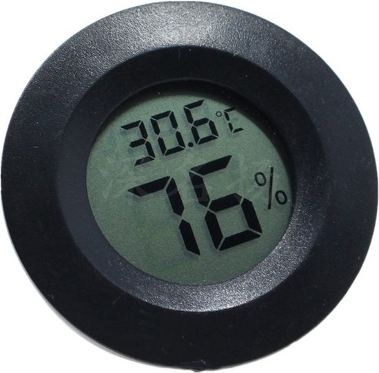 Thermometer Digitaal Binnen Zwart Klein Rond Hygrometer Luchtvochtigheidsmeter