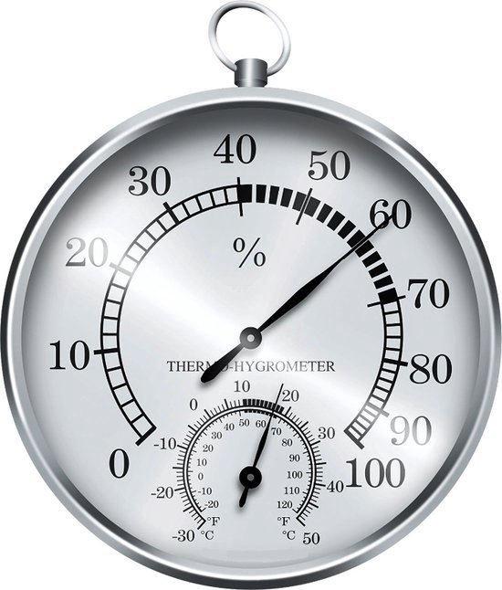Puurmaken Thermometer / hygrometer (zilverkleurig) - weerstation - hygrometer - thermometer