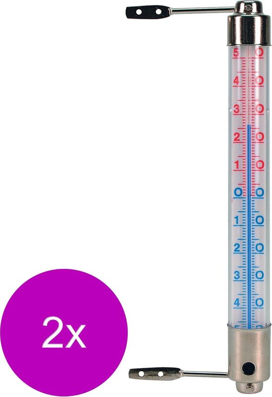 Nature Kozijnthermometer - Thermometer - 2 x 2.5x2.5x20 cm Metallic
