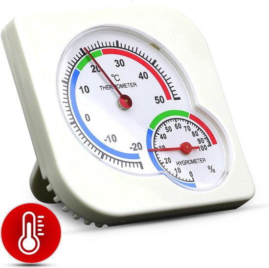 Professor Q - Thermometer/Hygrometer Analoog - Analoog Thermometer en Hygrometer in 1 - Binnen en Buiten – wit