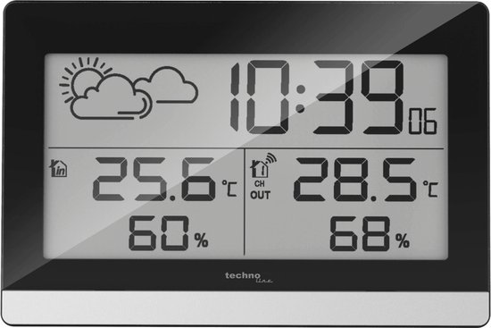 Digitale radiogestuurde klok - Thermometer / hygrometer - Technoline WS 9255