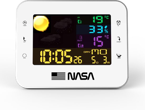 NASA weerstation 7 in 1 kleur Wit | 6" LCD-scherm - Voor binnen en buiten |