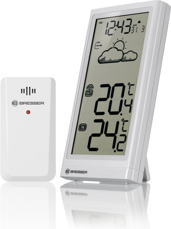 Bresser Weerstation - Meteo Temp - Wit - Draadloos - Voor Binnen & Buiten