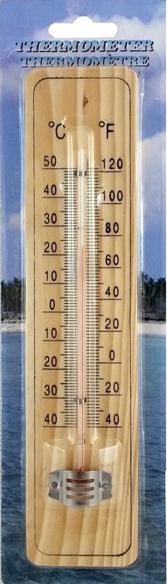 Thermometer geschikt voor Binnen en Buiten - hout - 22 cm x 5 cm