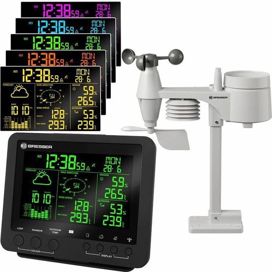 Bresser Weerstation - 5-in-1 Professional Weather Center - 256 kleurenweergave - Zwart
