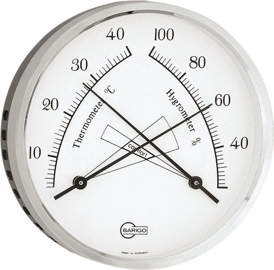 Barigo 8862 Comfortmeter - thermometer hygrometer - metaal - ø 10 cm