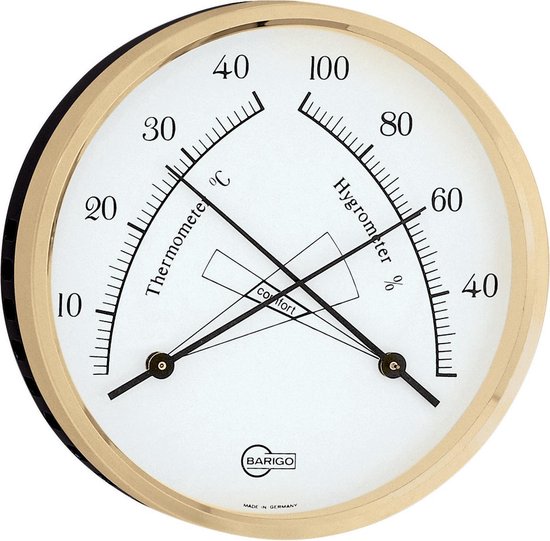 Barigo 8862 ms Comfortmeter - thermometer hygrometer - messing - ø 10 cm