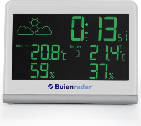 Buienrader BR-600 Buienradar weerstation - Meet binnen-en buitentemperatuur met radio gestuurde klok