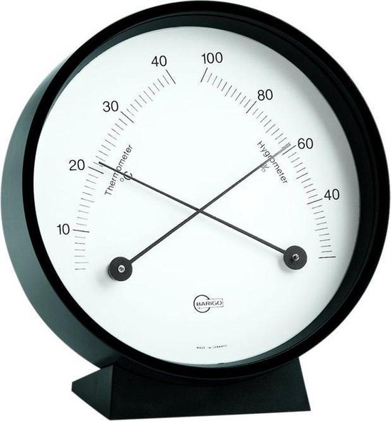 Barigo 915zw hygrometer - thermometer - zwart - messing zwart gelakt -   Ø 8,5 cm