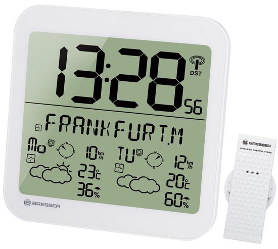 Bresser MyTime- Meteotime LCD weerstation-wandklok wit