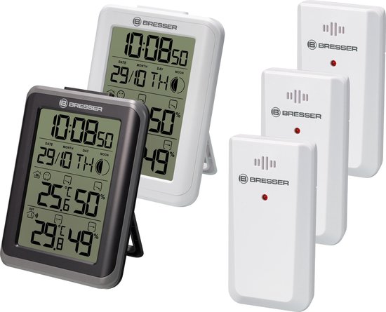 Bresser Weerstation - Thermo- en Hygrometer - MyClimate - Combipack incl. 2 Basisstations & 3 Sensoren