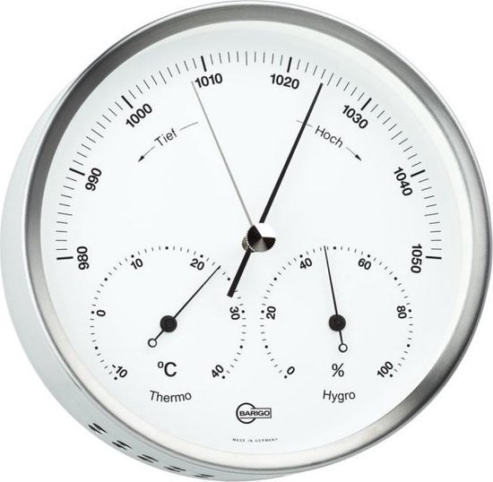 Barigo 317 M weerstation - edelstaal - barometer thermometer hygrometer -  Ø 10 cm