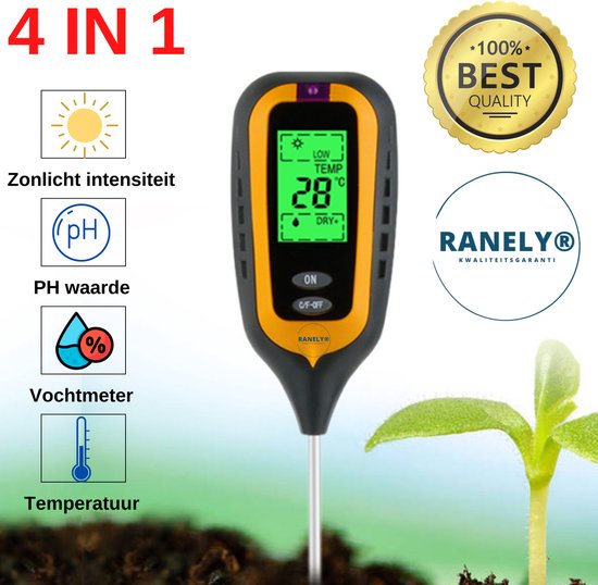 4 in1 Ph meter digitaal - Ph meter grond - PH meter - Grondmeter - Vochtmeter