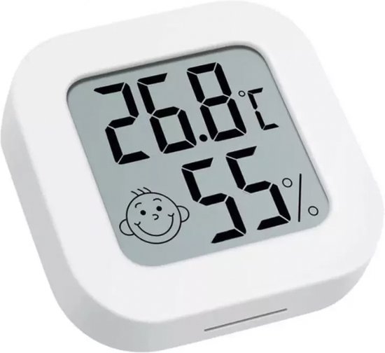 Hygrometer - Weerstation - Luchtvochtigheidsmeter - Thermometer Voor Binnen - Incl. Batterij en Plakstrip