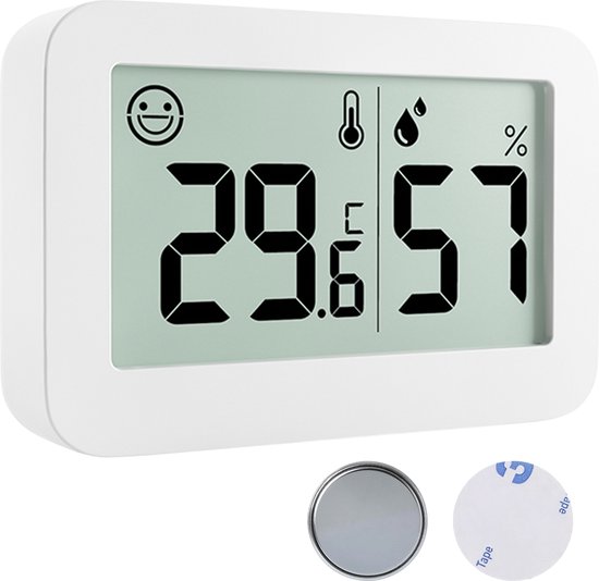 Ease Electronicz Hygrometer & Thermometer - Weerstation - Luchtvochtigheidsmeter - Thermometer Voor Binnen - Incl. Batterij en Plakstrip