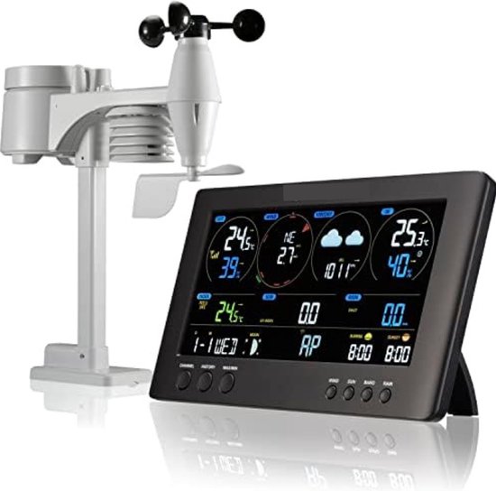 Weerstation Met Buitensensor - Weerstation Draadloos Binnen Buiten - Weerstation Wifi