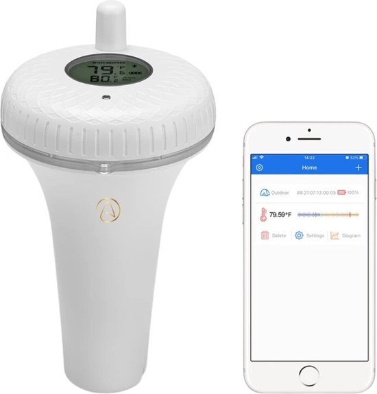 Arvona Draadloze Zwembad Thermometer - Water Thermometer Digitaal - Drijvende Thermometer - Zwembad Thermometer Digitaal - Incl App En Bluetooth