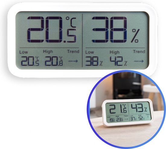 LifeWise Digitale Hygrometer - Thermometer voor Binnen - Luchtvochtigheidsmeter - Incl. Batterij