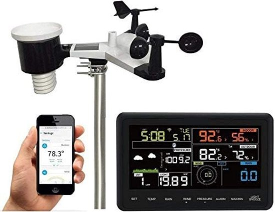 Weerstation Met Buitensensor - Weerstation Draadloos Binnen Buiten - Weerstation Wifi