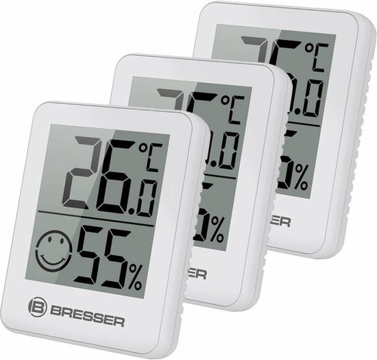 Bresser Weerstation - ClimaTemp Hygro Indicator - Set van 3 - Checkt Binnenklimaat - Wit