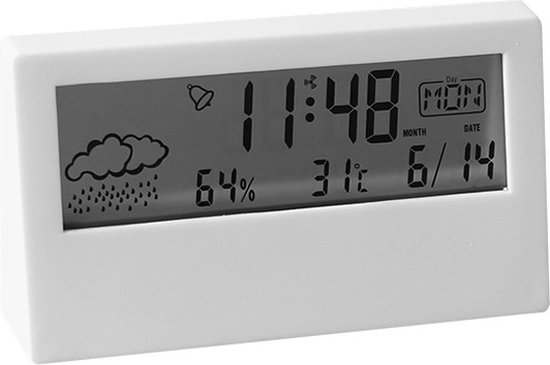 Weerstation Alarm Thermometer Binnen Digitaal Hygrometer Luchtvochtigheidsmeter YQ618E Huisthermometer