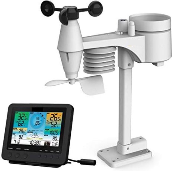Weerstation Met Buitensensor - Weerstation Draadloos Binnen Buiten - Weerstation Wifi