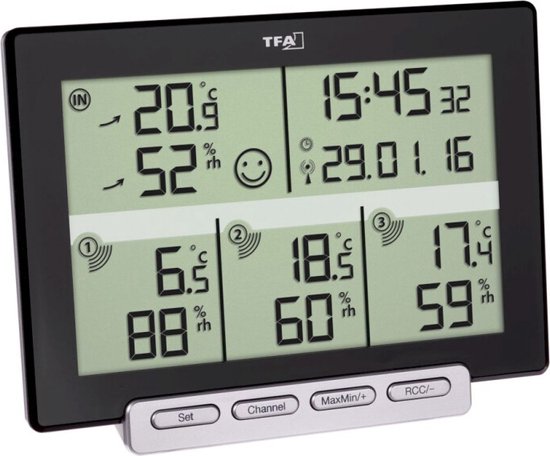 TFA Dostmann Multi-Sens Draadloze thermo- en hygrometer Zwart