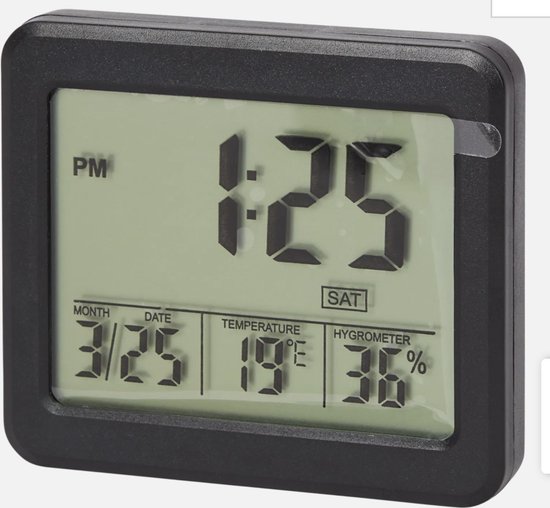 Nortec thermometer-hygrometer-klok-magnetische achterkant-digitaal-batterij