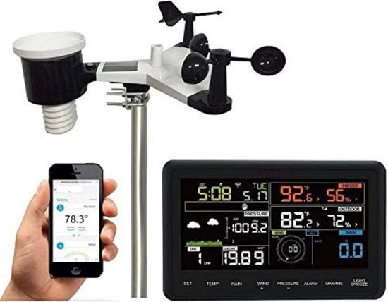 Weerstation Met Buitensensor - Weerstation Draadloos Binnen Buiten - Weerstation Wifi