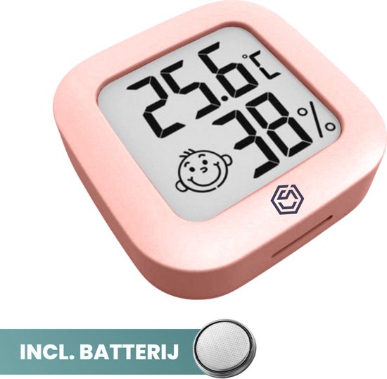 Ease Electronicz Hygrometer - Weerstation - Luchtvochtigheidsmeter - Thermometer Voor Binnen - Incl. Batterij en Plakstrip