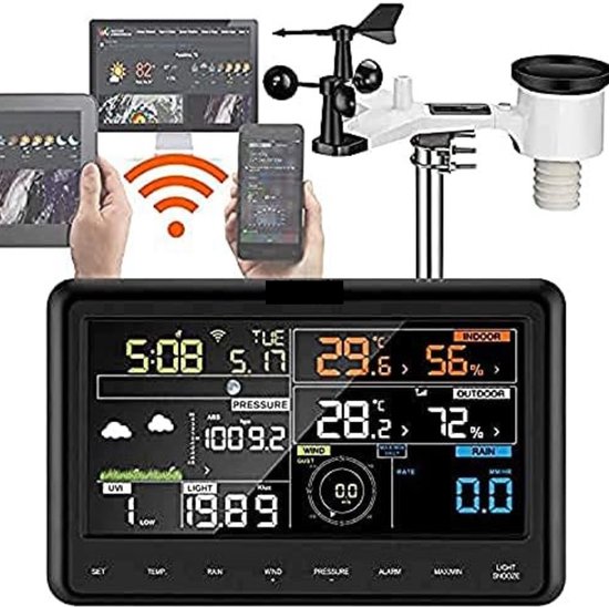 Weerstation Met Buitensensor - Weerstation Draadloos Binnen Buiten - Weerstation Wifi
